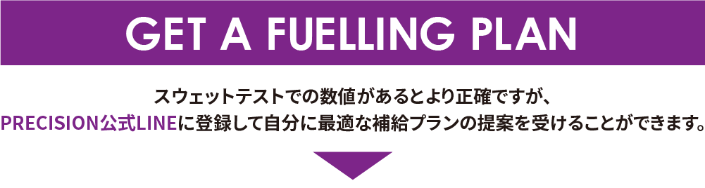 スウェットテストでの数値があるとより正確ですが、簡易的に出場レースでの補給プランの提案を受けることができます。